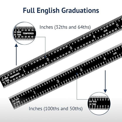 PEC Tools 12" Flexible Metal Ruler, Stainless Steel - Image 6