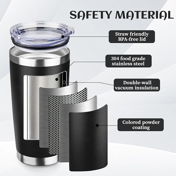 StarSpeed 20oz Tumbler Bulk with Lid, Stainless Steel Insulated Tumblers Double Wall Vacuum Insulated Travel Mug, Powder Coated Coffee Cups for Hot and Cold Drinks(Black,6) - Image 4