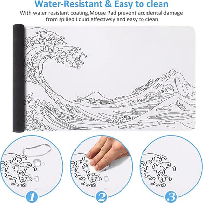 iCasso White Mouse Pad, Extended Gaming Mouse Pad, Large Stable Rubber Base - Image 4