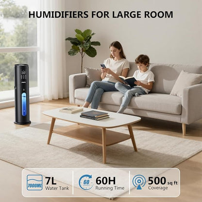 Humidifiers for Bedroom Large Room with 7L/1.85Gal Large Humidifier, Smart App & Remote Control, 4 Mist Levels Large Room Humidifiers for Home Midnight - Image 6