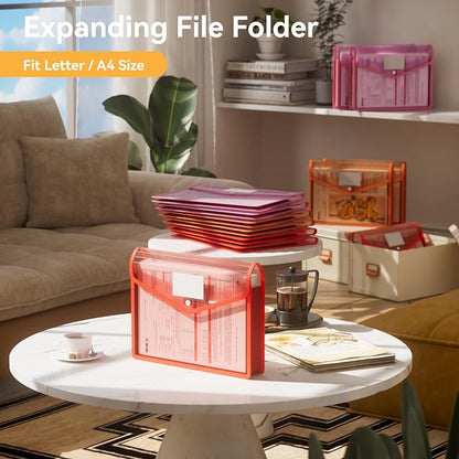 ABC life 6-Pack Plastic Expanding File Folders, Translucent Plastic Envelopes - Image 2