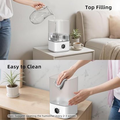6L Humidifier for Bedroom Large Room Home, 800ft² Wide Coverage, 26dB Quiet,Easy Top Fill, Quickly & Evenly Humidify, Real-Time Humidity Monitoring and Anti-dry Burn, White - Image 7