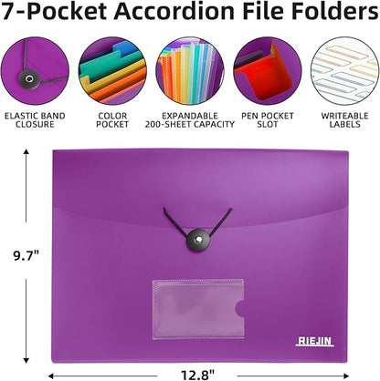 Accordian File Organizer 7 Pocket Expanding File Folder - Image 3