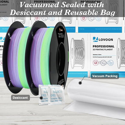 LOVOON 3D Printing Filament Bundle 2KG Matte Rainbow Gradient PLA Filament - Image 8