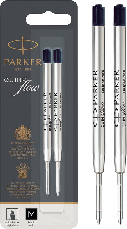 PARKER QUINKflow Ballpoint Pen Ink Refill, Medium Tip, 2 Pack by Unknown