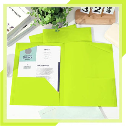 Henoyso 18 Pack Fluorescent Green Plastic Folders - Image 4