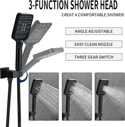 Bathtub Faucet Set with Handheld Sprayer Tub Filler Faucets with Rough-in Valve Trim Kit Wall Mount Tub Faucets Matte Black - Image 3