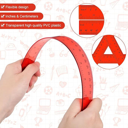 Zonon 2 Pcs 12 Inch Clear Ruler and 6 Inch Plastic Protractor Set, Dual Scale - Image 3