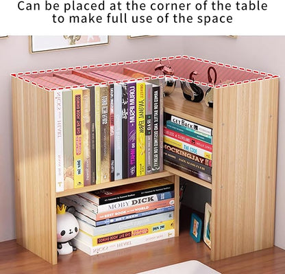 Desktop Shelf Organizer, Adjustable Wood Office Storage Rack, Counter Display - Image 4