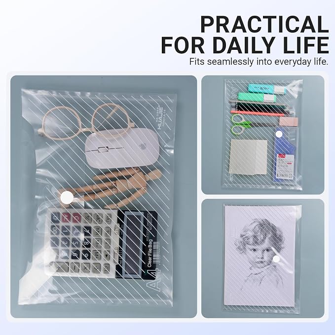 10 Pack, Plastic Envelopes – Transparent Waterproof Reusable File Folders - Image 7