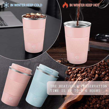 CS COSDDI 12 oz Stainless Steel Vacuum Insulated Tumbler - Coffee Travel Mug Spill Proof with Lid - Coffee Cups for Keep Hot/Ice Coffee,Tea and Beer (3rd light pink) - Image 7