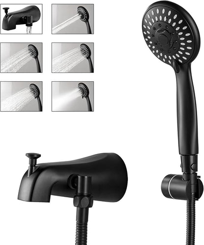 Tub Spout with Diverter Matte Black, 5 Settings Metal Bathtub Faucet with Sprayer High Pressure Bath Tub Faucet Set by BEIYILivingfurnitureitems