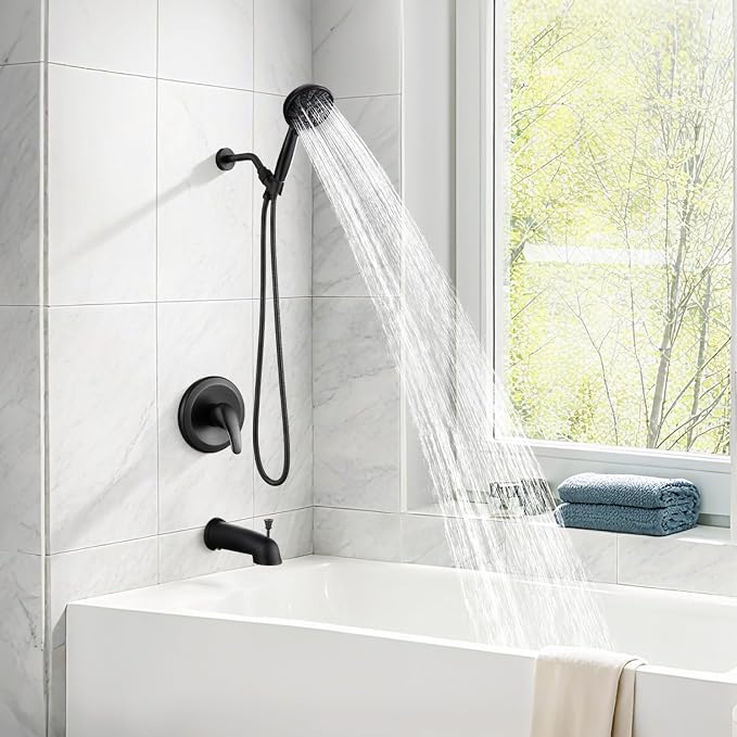 gotonovo Bathroom Shower Head Kit High Pressure Combo System Shower Faucet 6 Modes ABS Handheld Spray Shower Trim Kit Valve Included Shower Head and Handle Set Oil Rubbed Bronze - Image 6