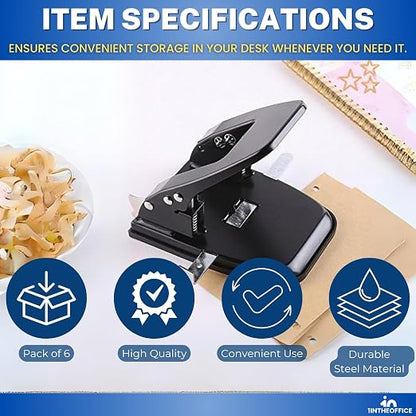 1InTheOffice 2 Hole Punch, Paper Puncher, Low Force Required, Jam Resistant - Image 8