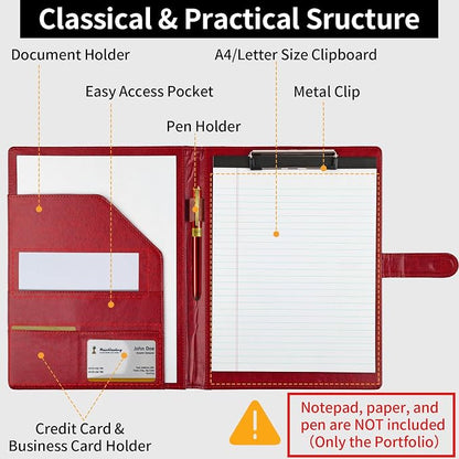 Professional Padfolio with Clipboard, Faux Leather Portfolio Folder Binder - Image 4