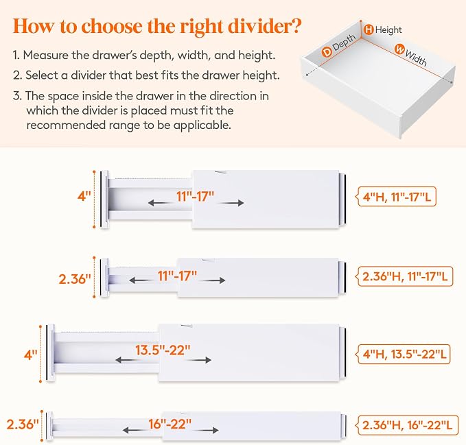 Lifewit 4 Pack Upgrade Drawer Dividers - Image 3