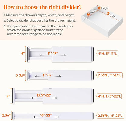 Lifewit 4 Pack Upgrade Drawer Dividers - Image 3