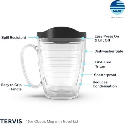 Tervis Clear & Colorful Lidded Made in USA Double Walled Insulated Tumbler Travel Cup Keeps Drinks Cold & Hot, 16oz Mug, Orange Lid - Image 3