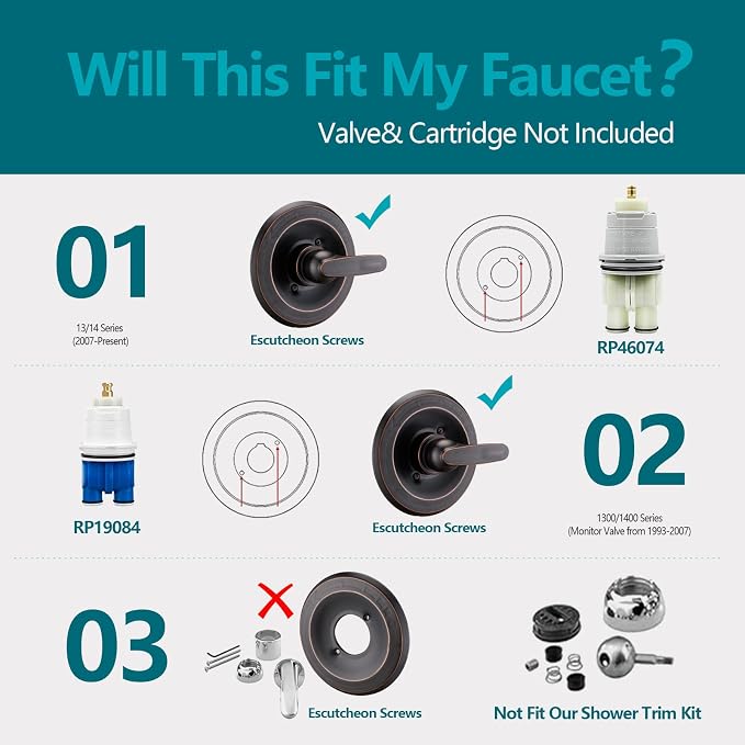 5" Dual Shower Faucet Compatible with Delta 13/14 Series Tub Trim Kit, High Pressure Round Rain Shower Head& Handheld Set Faucet System, Matte Black (Valve& Catridge Not Inclued) - Image 2