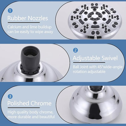 2 Handles Shower Faucet Set with Tub Spout Bathtub Shower Faucet Combo Set Shower System Complete Tub and Shower Trim Kit Wall Mounted Shower Fixtures Chrome - Image 8