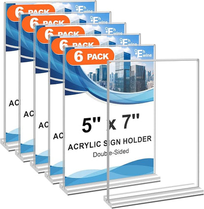 EHWINE 6 Pack Acrylic Sign Holders by EHWINE