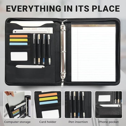 Faux Leather Zippered Padfolio - Image 5