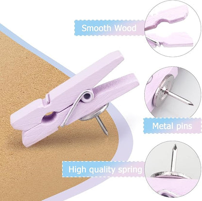 50 PCS Wooden Clips Push Pins Tacks - Image 4