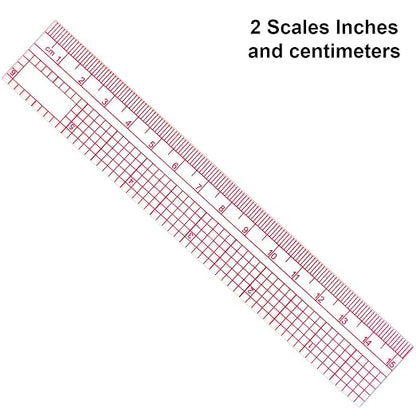 Pelopy 4 Pieces Clear Sewing Ruler Plastic Grid Transparent Ruler Plastic - Image 3