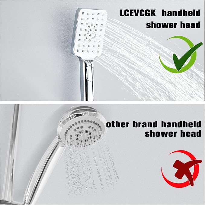 Shower System, Shower Faucet Set Complete Square Rain Shower Combo Set with 8 inch Rainfall Shower Head System Bathroom Wall Mounted 3-Setting Handheld Shower,Chrome - Image 7