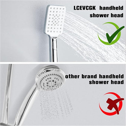 Shower System, Shower Faucet Set Complete Square Rain Shower Combo Set with 8 inch Rainfall Shower Head System Bathroom Wall Mounted 3-Setting Handheld Shower,Chrome - Image 7