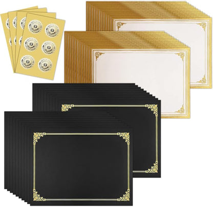 SUNEE 75pcs Certificate Kit, Includes 25pcs Black Certificate Holders & 25pcs by SUNEE