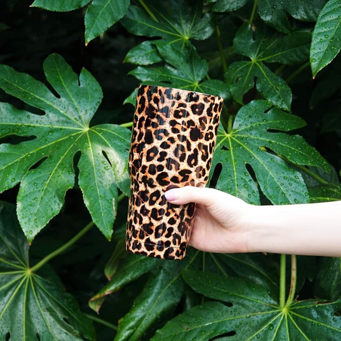 30oz Leopard Tumbler Stainless Steel Insulated Travel Mug with Straw Lid Cleaning Brush (30 oz Leopard), 1 Count (Pack of 1) - Image 6