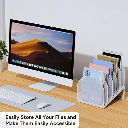 5-Section Desk File Organizer, Metal Mesh Folder Organizer - Image 5