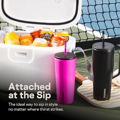 Corkcicle Cold Cup Insulated Tumbler with Straw - Keeps Drinks Cold for 12 Hours - Triple-Insulated Stainless Steel - Leak-Resistant Lid - Summer Drinkware Gift - 24 oz - Berry Punch - Image 6