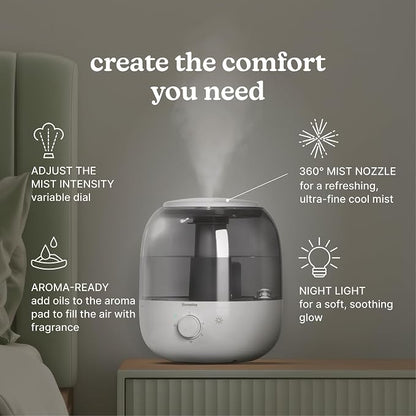 Homedics Ultrasonic Top Fill Humidifier, Cool Mist, 360° Nozzle, Up to 25 Hour Runtime, for Large Room, Bedroom, Nursery, Plants - Image 3