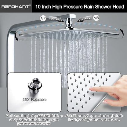 RBROHANT Polished Chrome Exposed Shower System with Tub Spout, Exposed Shower Fixtures for Bathroom with Brass 3-Functional Valve, Height Adjustable, Wall Mounted - Image 8