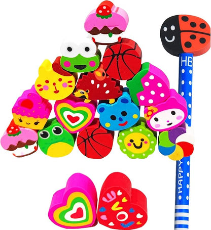 35PCS Fun Animal Fruit Pencil Topper Erasers - Image 6