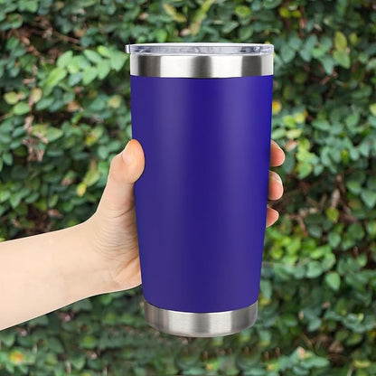 20oz Stainless Steel Tumbler with Lid, Travel Mug - Double Wall Vacuum Powder Coated Cup - Dark Blue, 1 Pack - Image 6