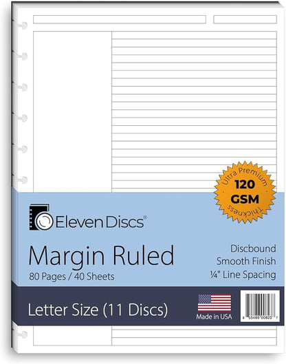 Eleven Discs Discbound Paper, Letter Size Margin Ruled Sheets by ElevenDiscs