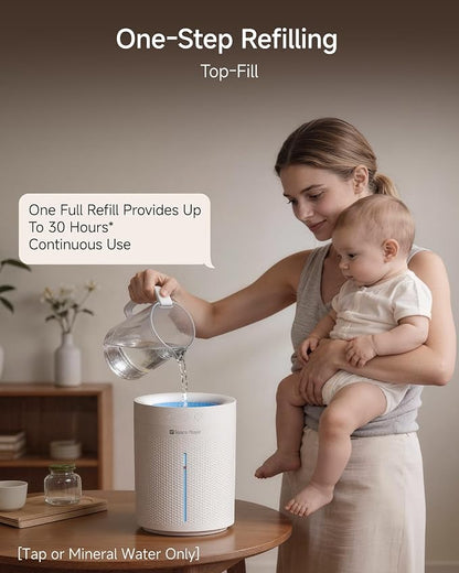 SP SpacePlayer Cordless Humidifier for Bedroom, 3L Top Fill Cool Mist Ultrasonic, 4000mAh Wireless Portable, Quiet 23dB, Auto Shut-Off, Timer, BPA Free, Easy Clean, for Baby Nursery Plants Home Office - Image 3