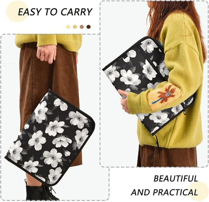 Black White Flowers Accordion File Organizer Expanding Document Folder - Image 4