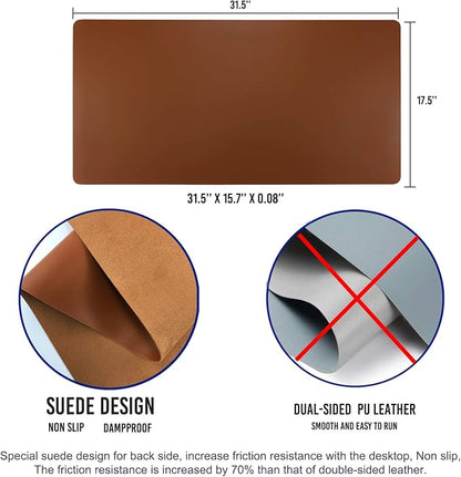 Aothia Leather Desk Pad Protector, Mouse Pad, Office Desk Mat, Non-Slip PU - Image 4