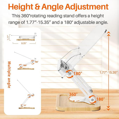 BYMECOST Acrylic Book Stand for Reading, 360°Rotating Book Holder - Image 4