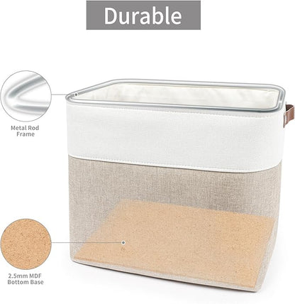 Bagnizer Large Fabric Storage Baskets | 50L Storage Bins, Decorative Linen - Image 4