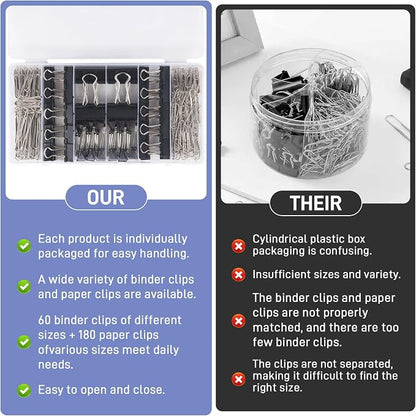 360PCS Black Assorted Size Paper Clips and Binder Clips, Paperclips Large - Image 4