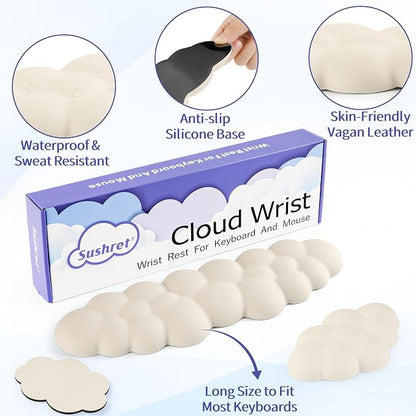 Sushret Cloud Wrist Rest Keyboard, Cloud Keyboard Wrist Pad Set - Image 5