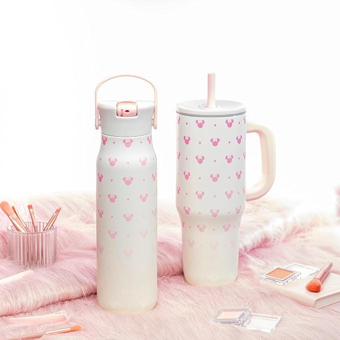 Zak Designs Disney Sutton Travel Tumbler for On the Go or At Home, 40oz Stainless Steel with Vacuum Insulation, Silicone Straw, Carry Handle, and 3D Artwork for Cold Drinks (Minnie Mouse) - Image 3