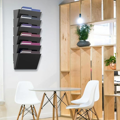 MINDEPOT 5 Pockets Acrylic Wall File Organizer, Plastic Hanging Wall File Holder - Image 6