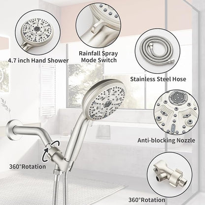 Single-Handle Shower Faucet Set Shower Kit with Valve Shower Trim Kit with 10 Spray Handheld Shower Head System Shower Valve and Trim Kit Brushed Nickel Shower Fixtures - Image 7