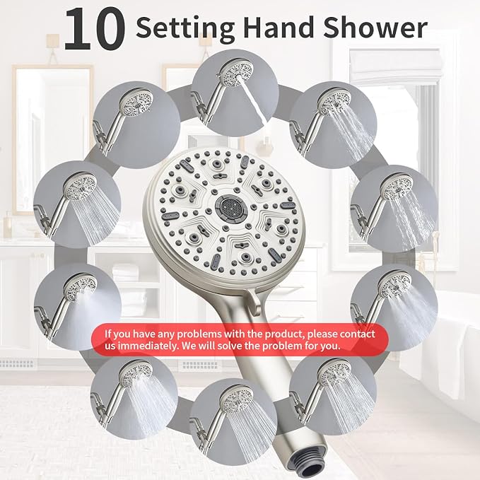 Single-Handle Shower Faucet Set Shower Kit with Valve Shower Trim Kit with 10 Spray Handheld Shower Head System Shower Valve and Trim Kit Brushed Nickel Shower Fixtures - Image 3